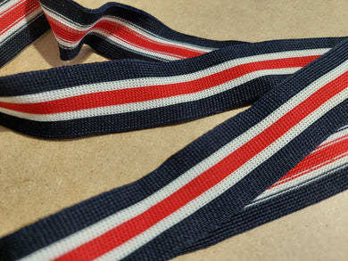 10 METRES OF RED WHITE AND BLUE BRAID / RIBBON / TAPE - APPROX ONE INCH WIDE