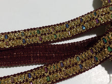 FULL PACK 23+ METRES OF BURGUNDY AND GOLD LUREX SPARKLE BRAID -  APPROX 2cm WIDE