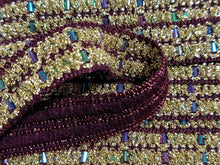 FULL PACK 23+ METRES OF BURGUNDY AND GOLD LUREX SPARKLE BRAID -  APPROX 2cm WIDE