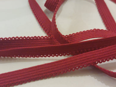 10 METRES OF DARK RED PICOT EDGE KNICKER ELASTIC - APPROX 1cm WIDE