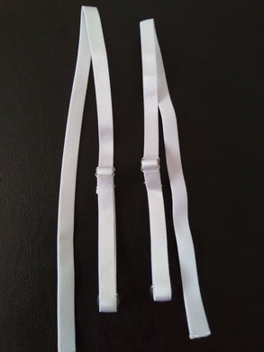 5 SETS OF SEW ON EXTENDABLE BRA STRAPS 10mm WIDE - WHITE - 52cm fully extended