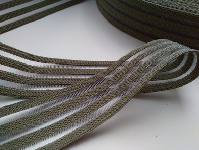3 METRES OF (MCT018) KHAKI / TRANSPARENT CLEAR WAISTBAND ELASTIC BELT- APPROX 4cm WIDE