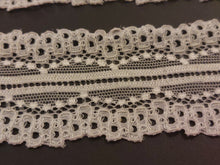 10 METRES OF WHITE / PINK FOLD OVER STRETCH LACE - APPROX 5cm WIDE