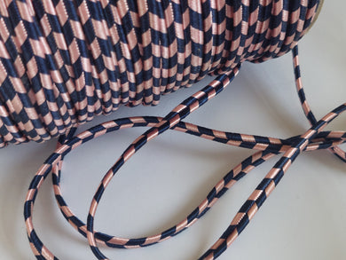 10 METRES OF RUSSIAN BRAID CORD - PINK AND NAVY BLUE - APPROX 7mm WIDE