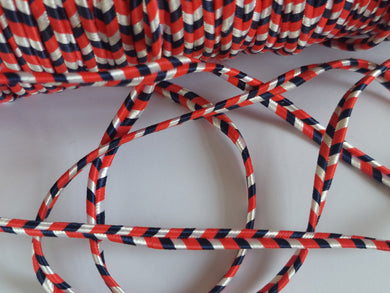 10 METRES OF RUSSIAN BRAID CORD - RED WHITE AND BLUE - APPROX 7mm WIDE