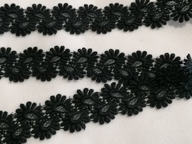 Black Floral Lace Trim - 3.5